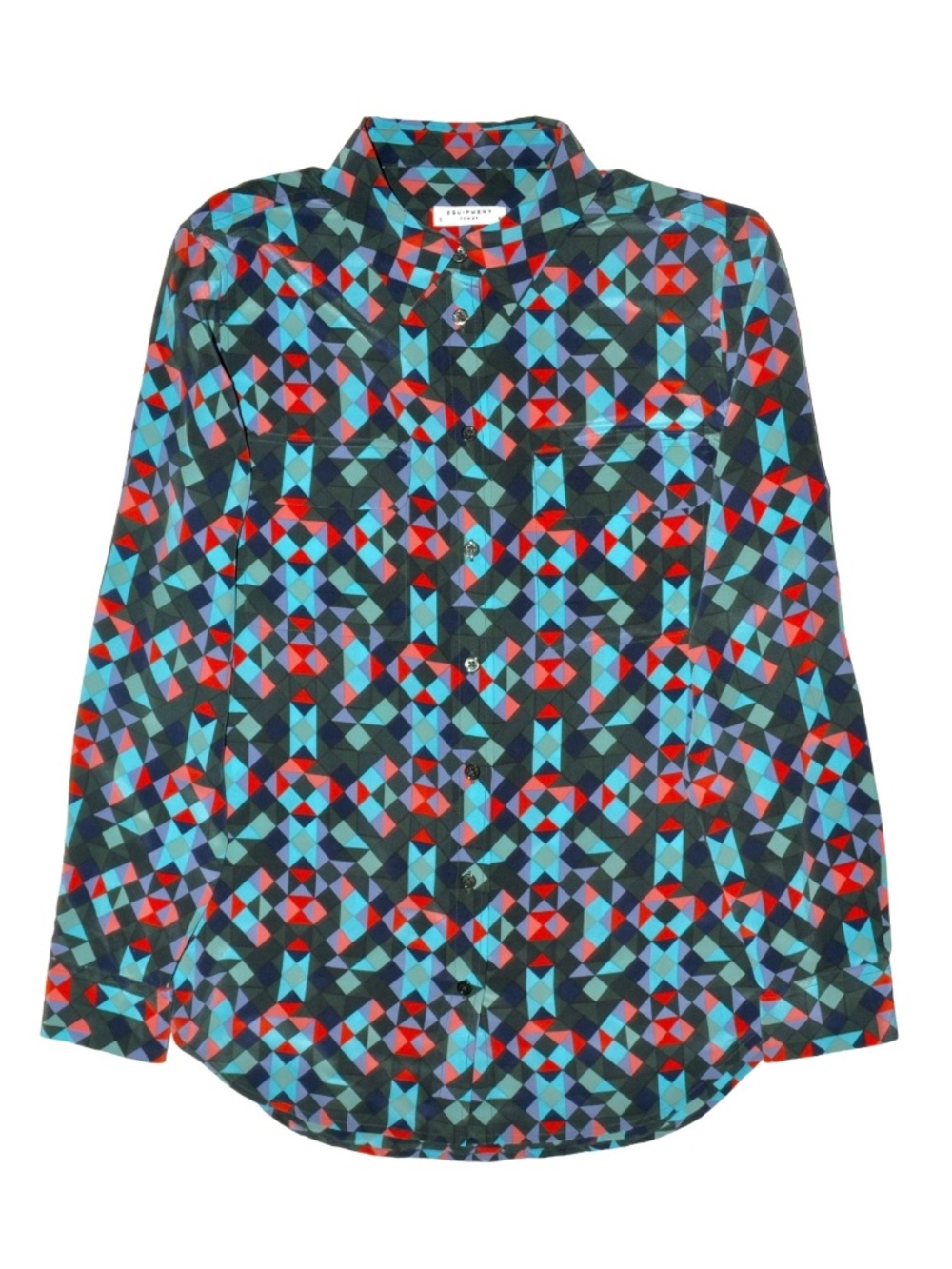 EQUIPMENT Slim Signature Geo Print Silk Shirt Blouse Size Small S NWOT